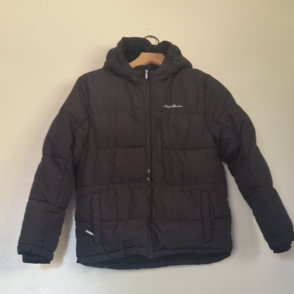 Eddie Bauer Black Puffer Jacket Sz Med 10/12 Kids